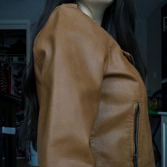 Brown Faux Leather Jacket - Picture 3 of 5